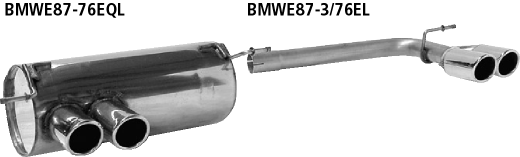 Bastuck BMWE87-76EQL BMW 1er E81 / 1er E87 130i Endschalldämpfer mit Doppel-Endrohr LH 2 x Ø 76 mm e