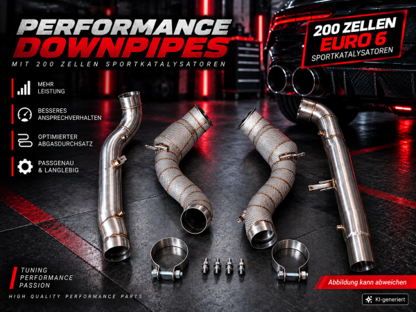 EXH Downpipes V4 passend für: Mercedes AMG GT / GTS / GTC / GTR 200 Zellen Euro 6