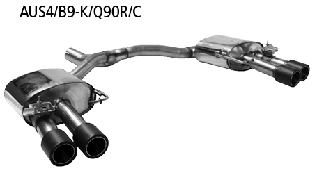 Bastuck AUS4/B9-K/Q90R/C Audi S4 B9 / S5 F5 S4 B9 / S5 F5 ab Baujahr 2016 Endschalldämpfer mit Doppe