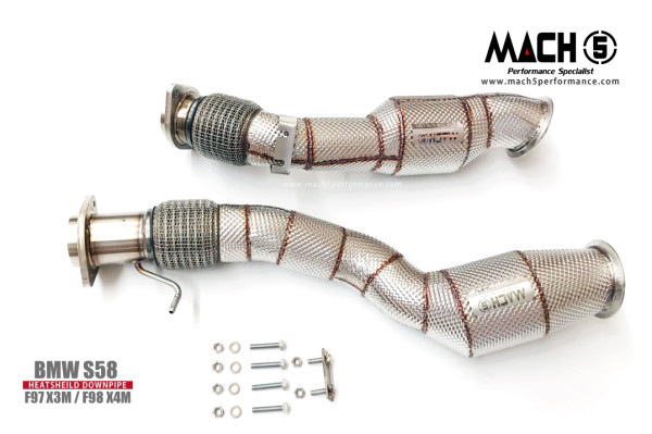 Mach5 Downpipe BMW F97 X3M F98 X4M S58 Catless OPF Model