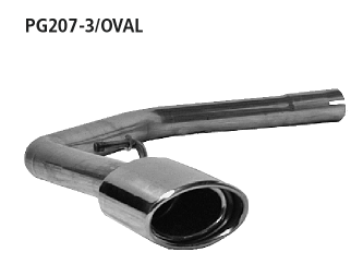 Bastuck PG207-3/OVAL Peugeot 207 Endrohrsatz mit Einfach-Endrohr LH 1x Oval 120x80 mm