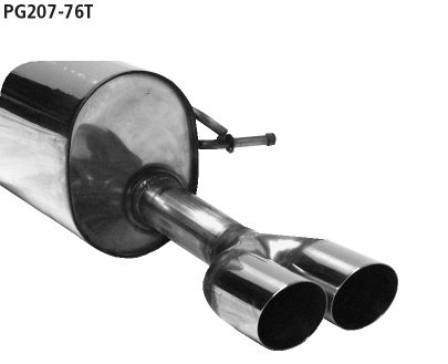 Bastuck PG207-76T Peugeot 207 Endschalldämpfer mit Doppel-Endrohr 2x Ø 76 mm, 20° schräg, Ausgang R