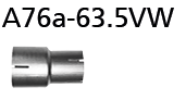 Bastuck A76a-63.5VW Ford Mustang Mustang LAE 2.3l Ecoboost Adapter 76.5 mm innen auf 63,5 mm innen