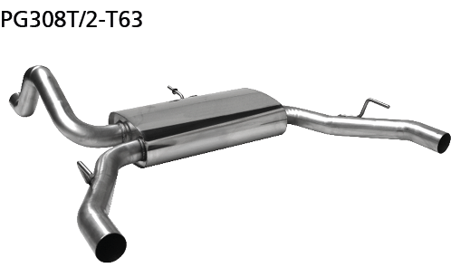 Bastuck PG308T/2-T63 Peugeot 308 308 GTI THP 270 Endschalldämpfer ohne Abgasklappe ohne Endrohre für